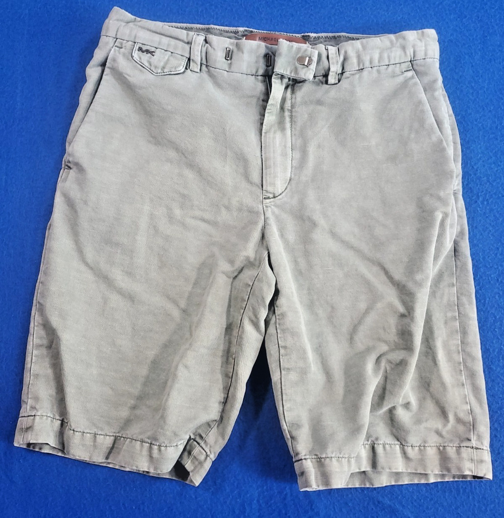 Michael Kors Mens Shorts Size 32 Gray Chino Flat Front Casual Cotton